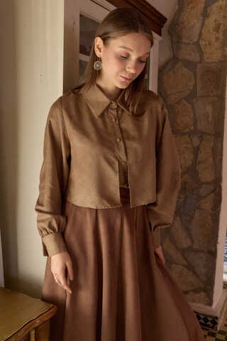 Wind Flap Suede Shirt Camel - 6