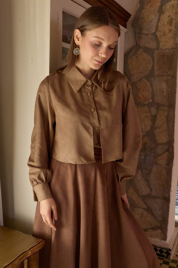 Wind Flap Suede Shirt Camel - 6