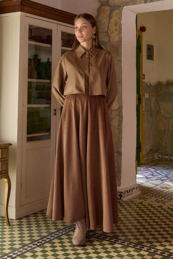 Wind Flap Suede Shirt Camel - 9