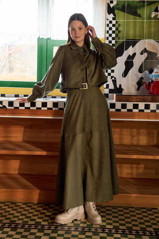 Wind Flap Suede Shirt Khaki - 5