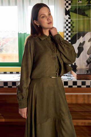 Wind Flap Suede Shirt Khaki - 8