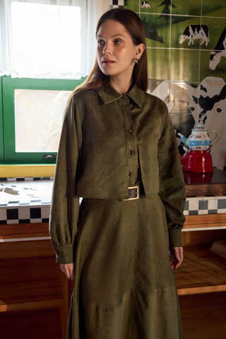 Wind Flap Suede Shirt Khaki - 4