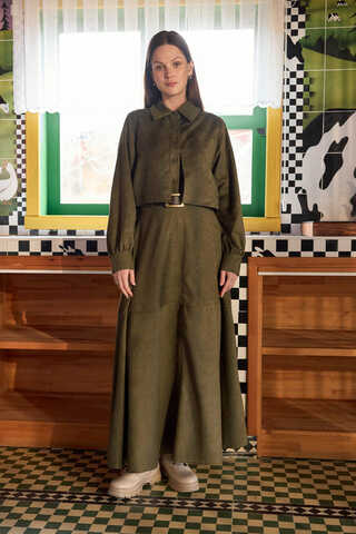 Wind Flap Suede Shirt Khaki - 10