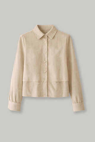Wind Flap Suede Shirt Stone - 1