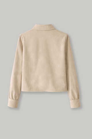 Wind Flap Suede Shirt Stone - 2