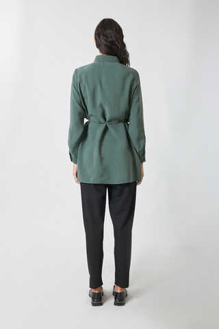 Windbreaker Detail Tencel Shirt Emerald - 13