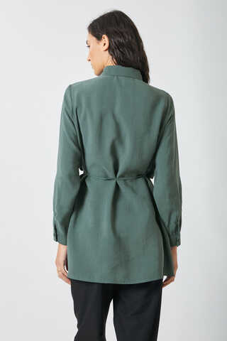 Windbreaker Detail Tencel Shirt Emerald - 15