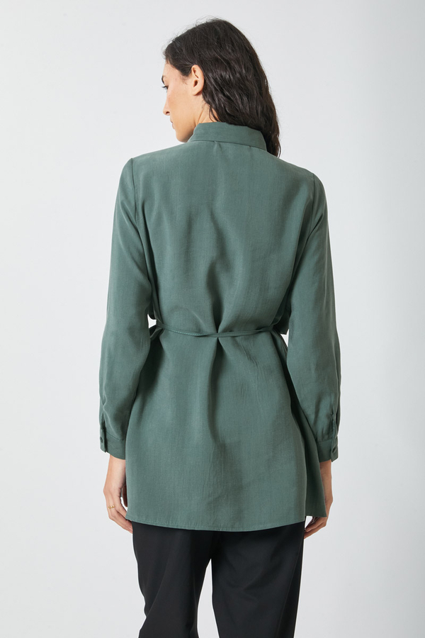 Windbreaker Detail Tencel Shirt Emerald - 15