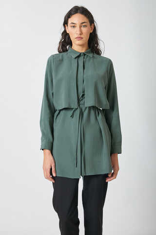 Windbreaker Detail Tencel Shirt Emerald - 9