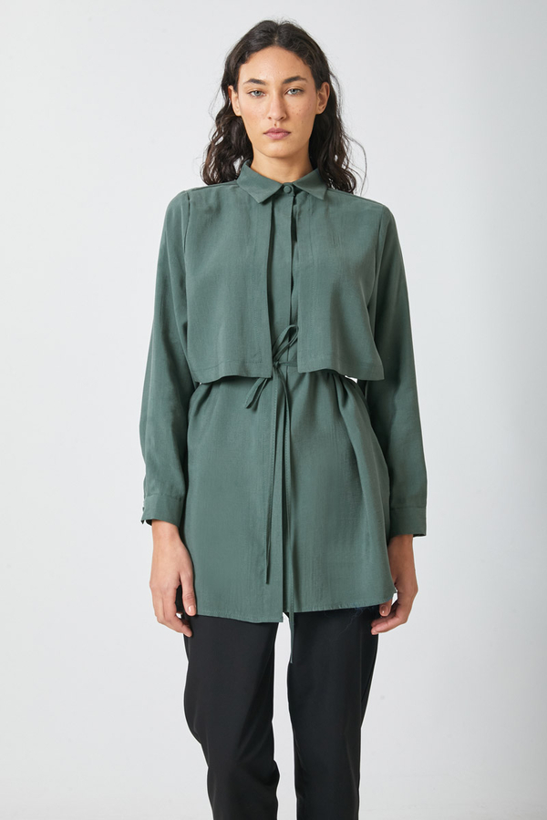 Windbreaker Detail Tencel Shirt Emerald - 9