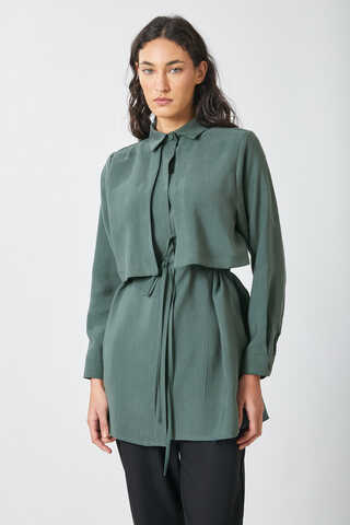 Windbreaker Detail Tencel Shirt Emerald - 10