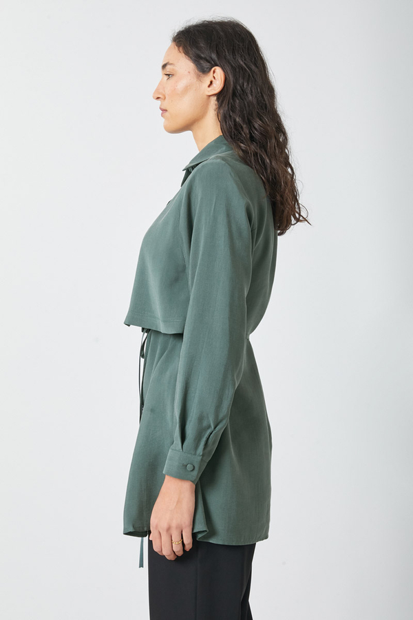 Windbreaker Detail Tencel Shirt Emerald - 14