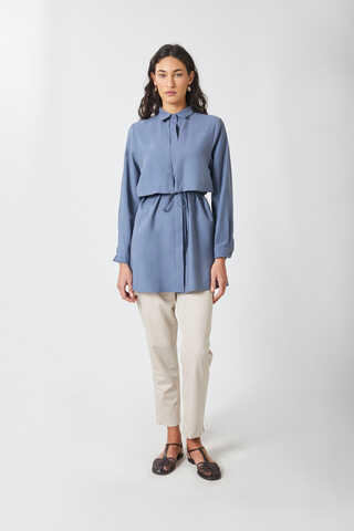 Windbreaker Detail Tencel Shirt Indigo - 1