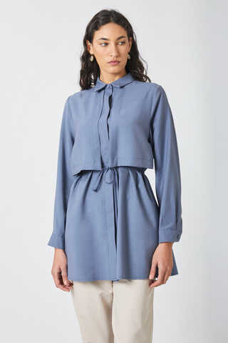 Windbreaker Detail Tencel Shirt Indigo - 3