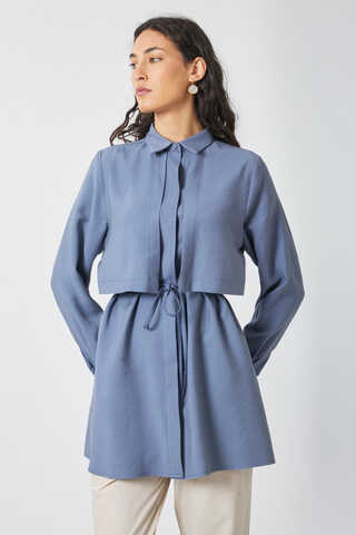 Windbreaker Detail Tencel Shirt Indigo - 5