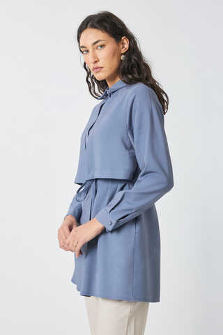 Windbreaker Detail Tencel Shirt Indigo - 7