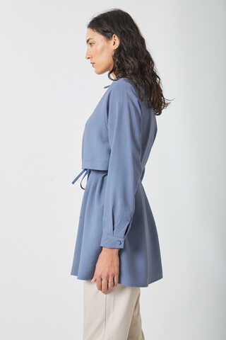 Windbreaker Detail Tencel Shirt Indigo - 8