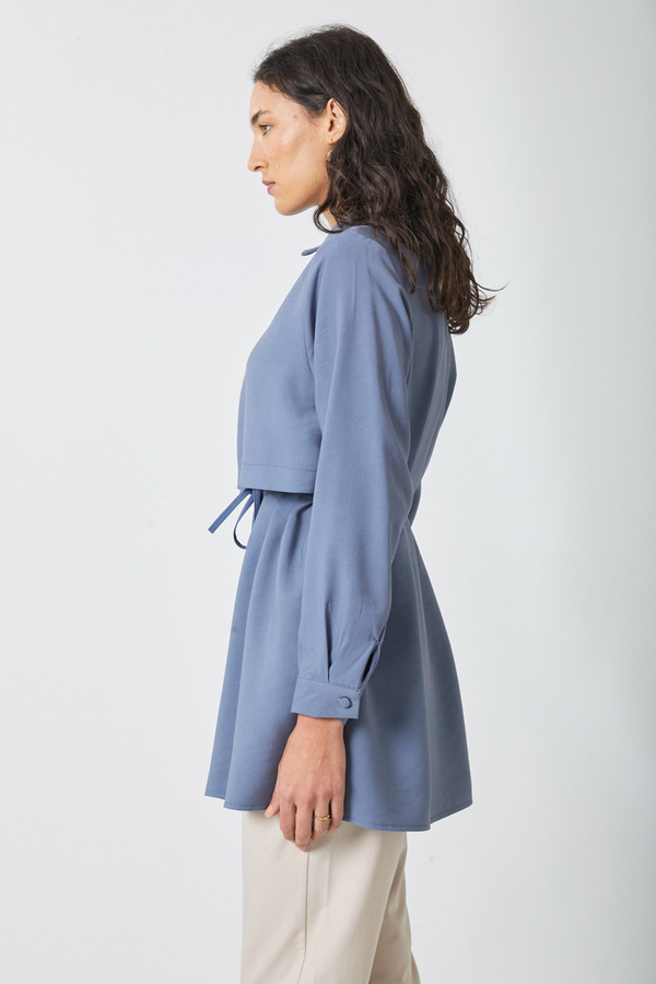 Windbreaker Detail Tencel Shirt Indigo - 8