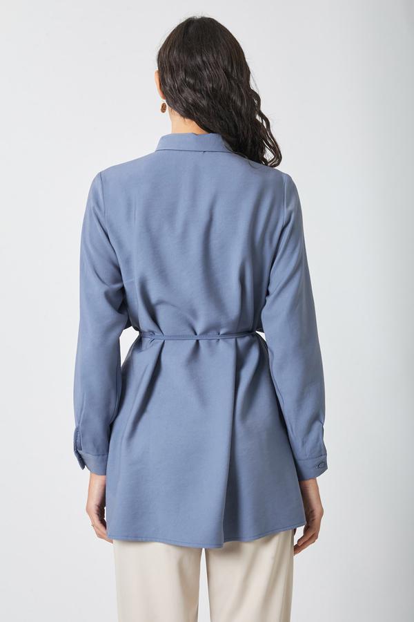 Windbreaker Detail Tencel Shirt Indigo - 13