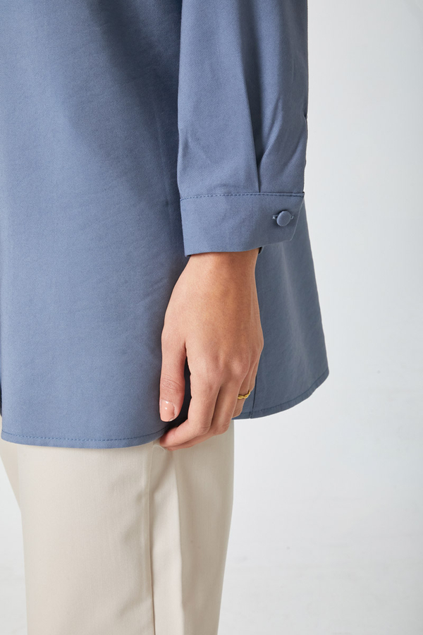 Windbreaker Detail Tencel Shirt Indigo - 12