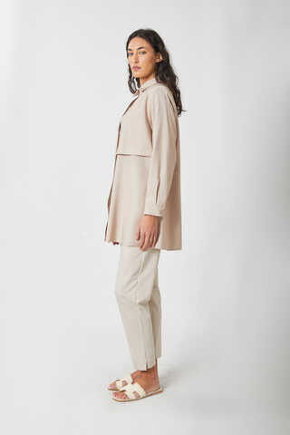 Windbreaker Detail Tencel Shirt Stone - 8