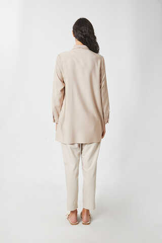 Windbreaker Detail Tencel Shirt Stone - 16