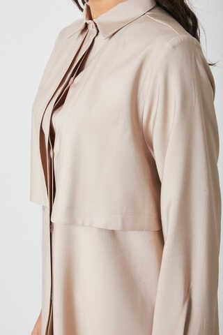 Windbreaker Detail Tencel Shirt Stone - 10