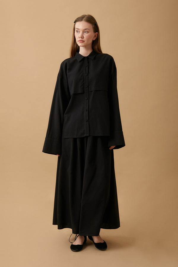 Windbreaker Linen Skirt Set Black - 4
