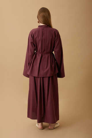 Windbreaker Linen Skirt Set Burgundy - 6