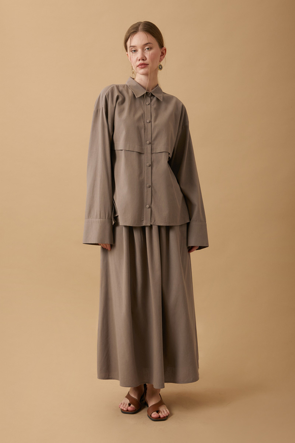 Windbreaker Linen Skirt Set Earth - 5