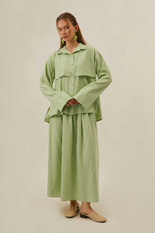 Windbreaker Linen Skirt Set in Butter Yellow - 4