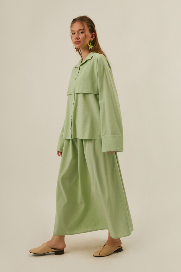 Windbreaker Linen Skirt Set in Butter Yellow - 9