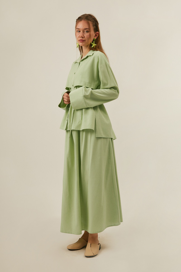 Windbreaker Linen Skirt Set in Butter Yellow - 8