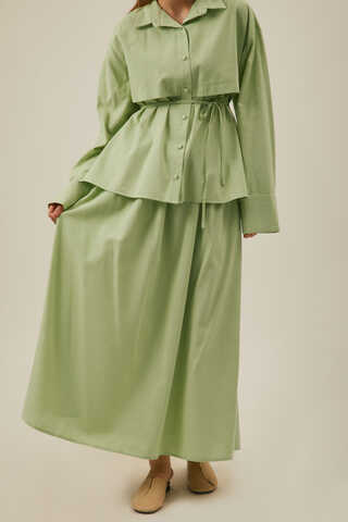 Windbreaker Linen Skirt Set in Butter Yellow - 2