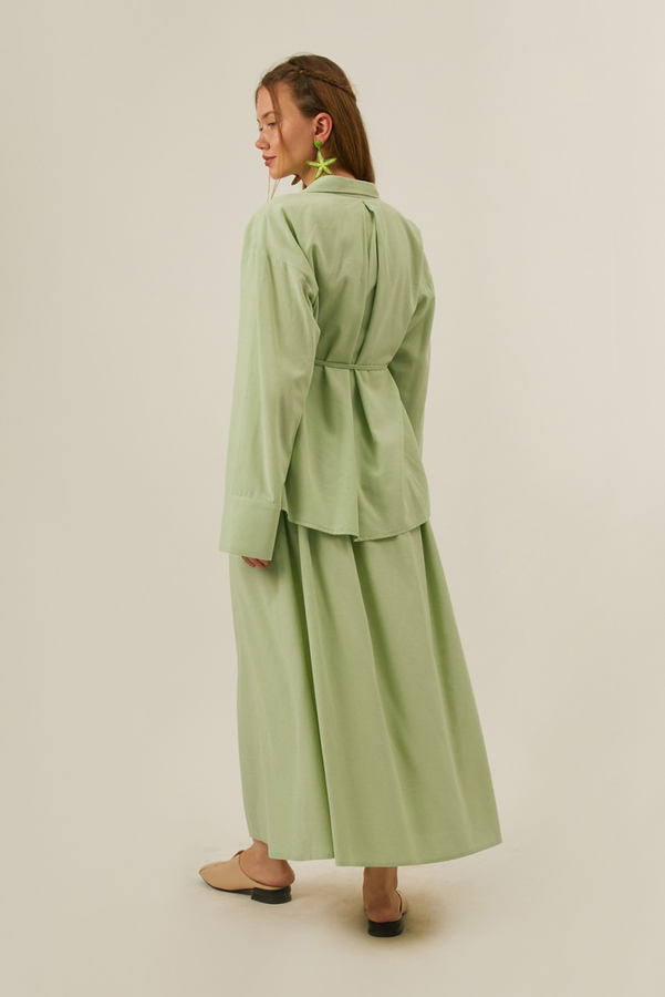 Windbreaker Linen Skirt Set in Butter Yellow - 13