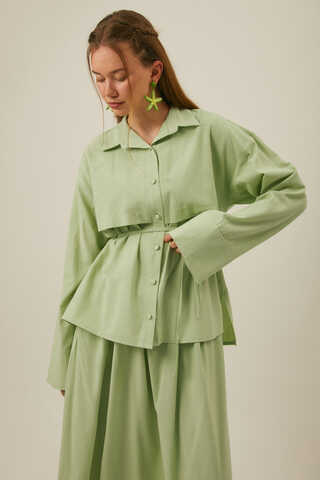 Windbreaker Linen Skirt Set in Butter Yellow - 3