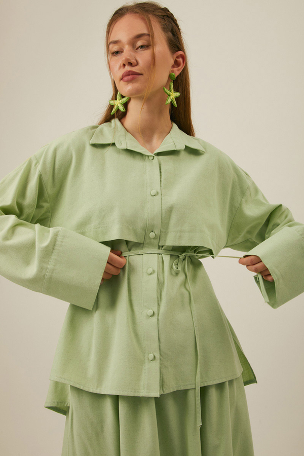 Windbreaker Linen Skirt Set in Butter Yellow - 10