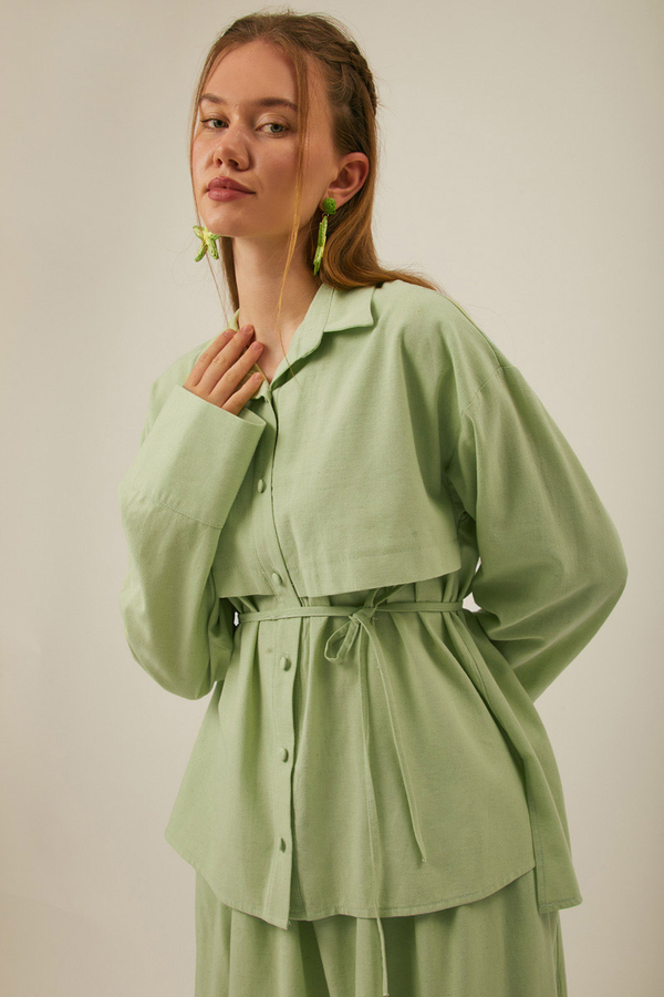 Windbreaker Linen Skirt Set in Butter Yellow - 5