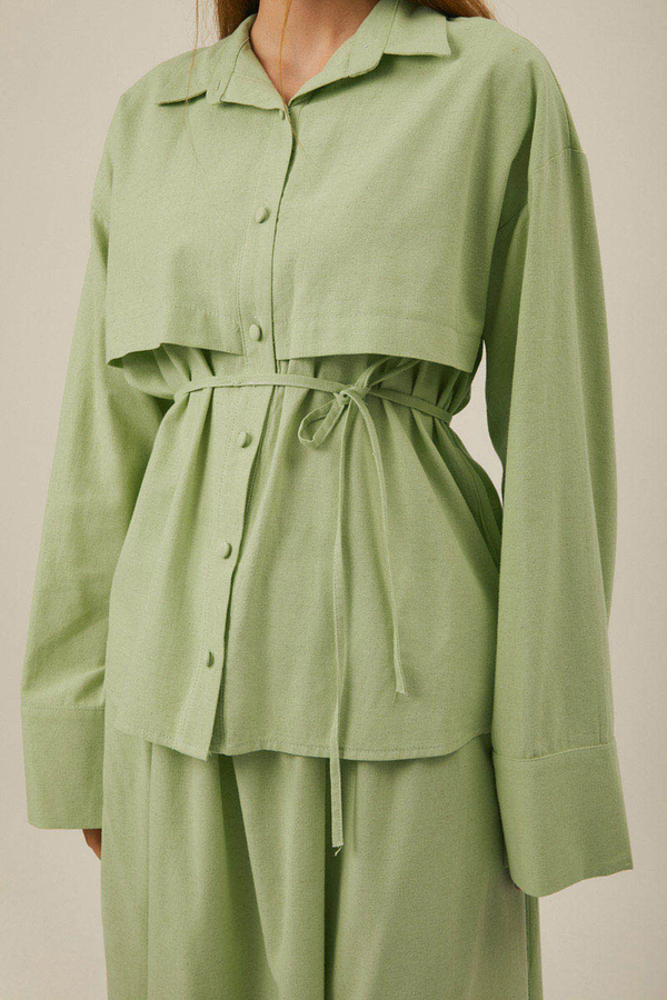 Windbreaker Linen Skirt Set in Butter Yellow - 7