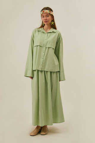 Windbreaker Linen Skirt Set in Butter Yellow - 1