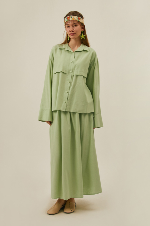 Windbreaker Linen Skirt Set in Butter Yellow 