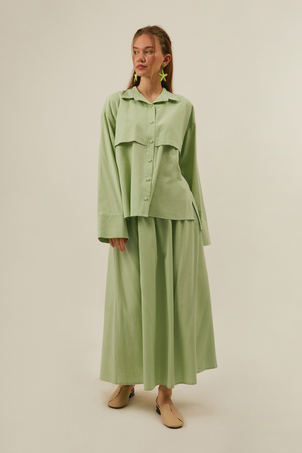 Windbreaker Linen Skirt Set in Butter Yellow - 12