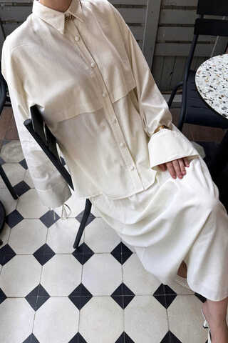 Windbreaker Linen Skirt Set White - 3