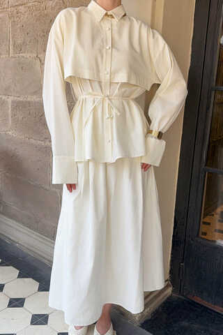 Windbreaker Linen Skirt Set White - 6