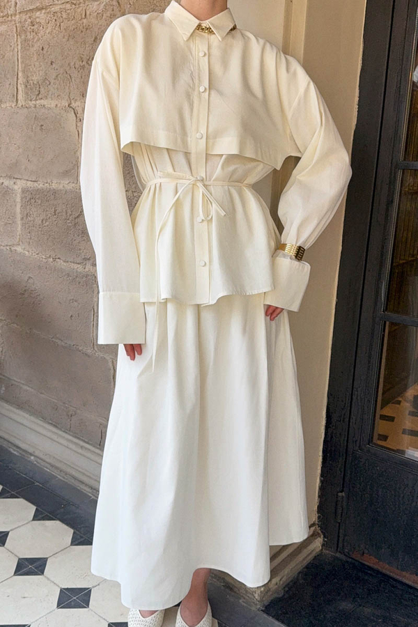 Windbreaker Linen Skirt Set White - 6