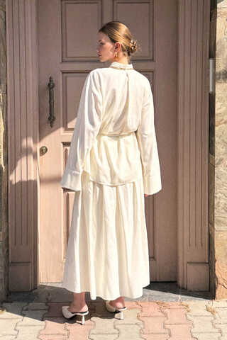 Windbreaker Linen Skirt Set White - 13