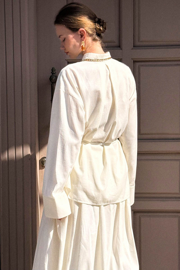 Windbreaker Linen Skirt Set White - 11