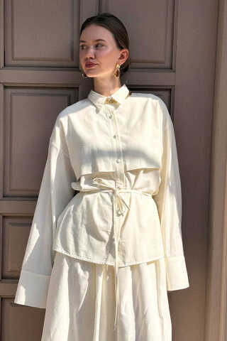 Windbreaker Linen Skirt Set White - 2