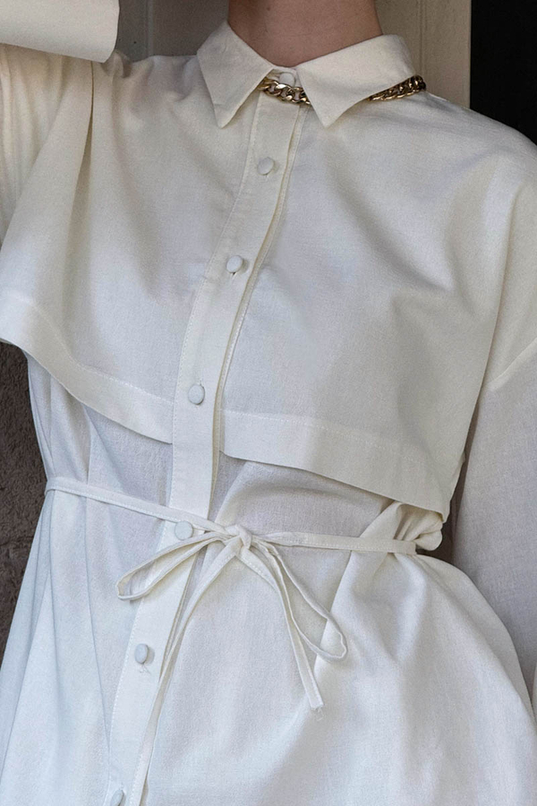 Windbreaker Linen Skirt Set White - 4