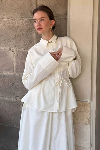 Windbreaker Linen Skirt Set White - 9